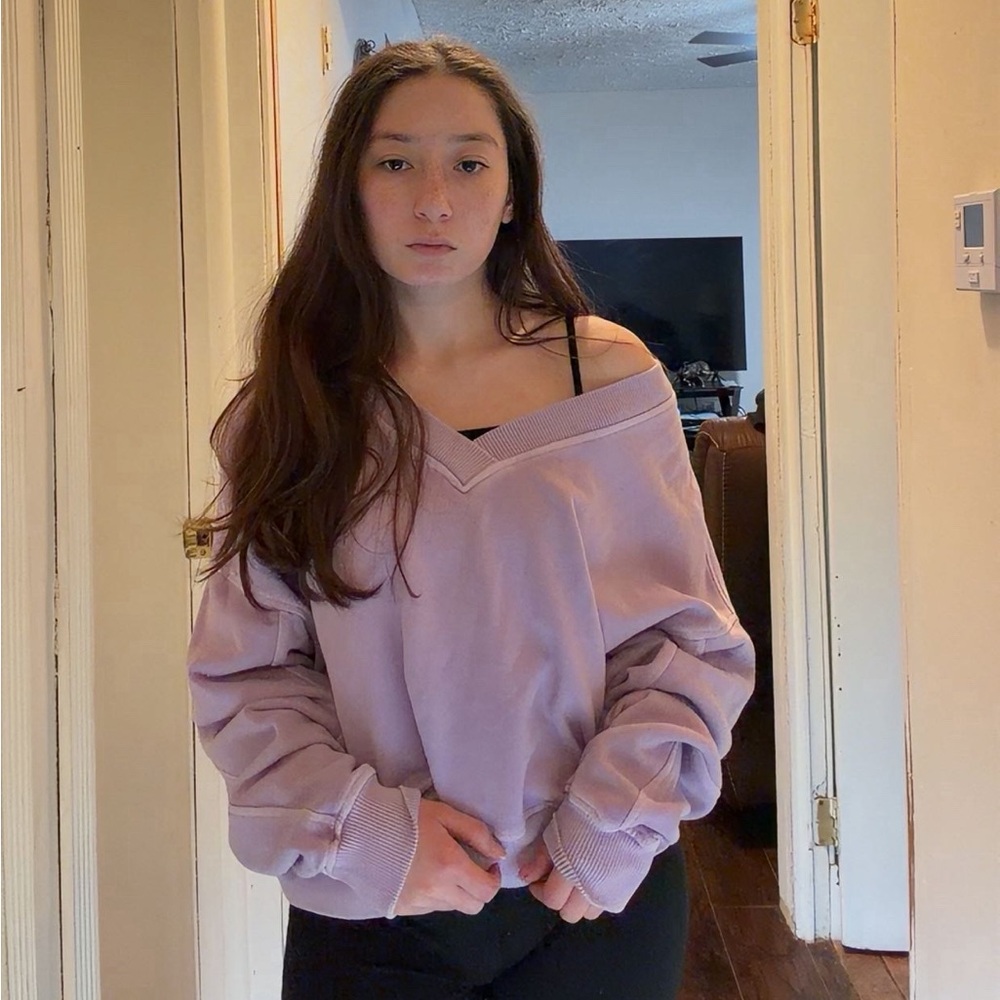 Aerie Off-the-Shoulder Lavender Sweater